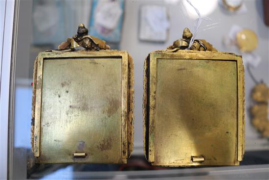 A pair of enamel plaques in gilt bronze frames, German or Austrian, probably second quarter 19th century, height 4in.